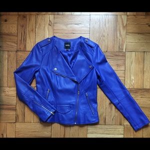 Blue Faux Leather Jacket